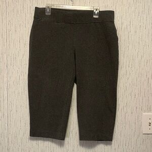 Lands' End Pants Women' Large Gray Starfish Crop Stretch Waist Casual Capri 1X